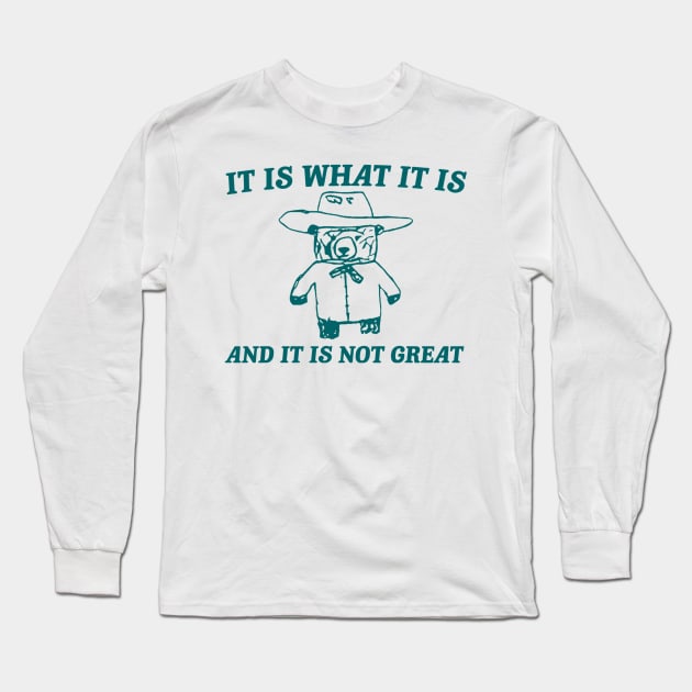 It Is What It Is And It Is Not Great , funny meme bear saying Long Sleeve T-Shirt by Drawings Star